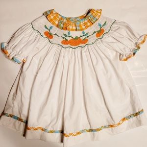 SHRIMP GRITS KIDS Smocking Pumpkin for Thanksgiving 4T Dress